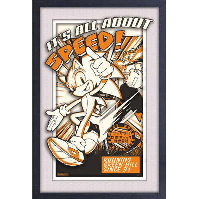 Sonic - All About Speed 11 x 17 sous plexi, affiche encadrée