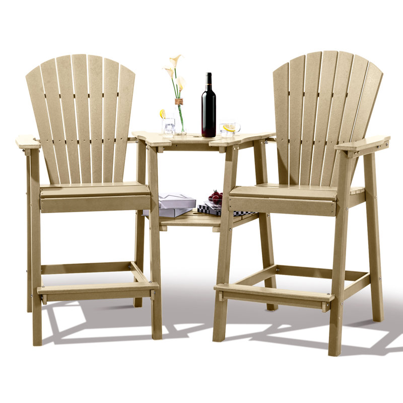 Maybeck 2-Piece Outdoor Adirondack Chair With Table, Brown