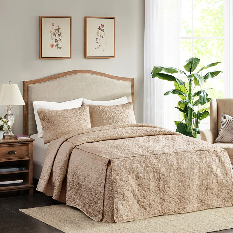 Couvre-lit grand kaki de 3 pièces - Microfibre, rembourrage, garde votre literie fraîche et propre pour un coin fendu plus longtemps, couture de boîte durable