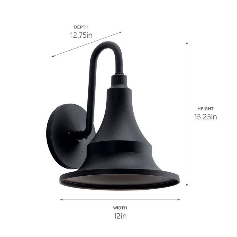 Luminaire de grange d'extérieur noir Godina, H 15,25 po x l 12 po x P 12 po