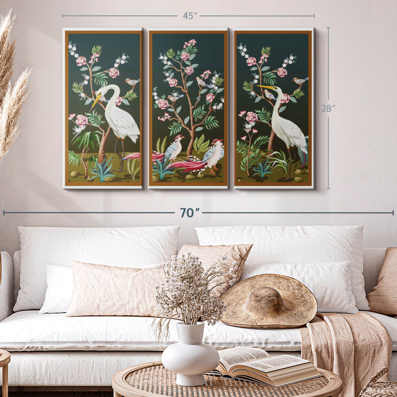 «Cranes» sur toile, H 28 po x l 45 po x P 1,25 po