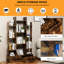 Bibliothèque rustique brune avec 2 tiroirs et 12 tablettes, tablette industrielle autoportante pour la chambre à coucher, le salon, la décoration de bureau à domicile