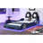 Wood Twin Size Race Car-Shaped Platform Bed With LED And Upholstered Backrest, Blue-866564705