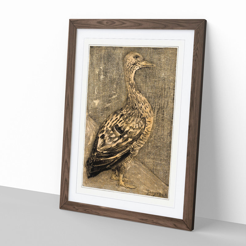 Standing Duck by Theo Van Hoytema - Picture Frame Painting, Walnut, 48cm H x 36cm W x 2cm D