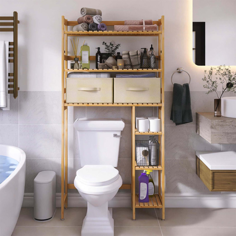 Aadhith Bamboo Freestanding Over The Toilet Storage, Yellow