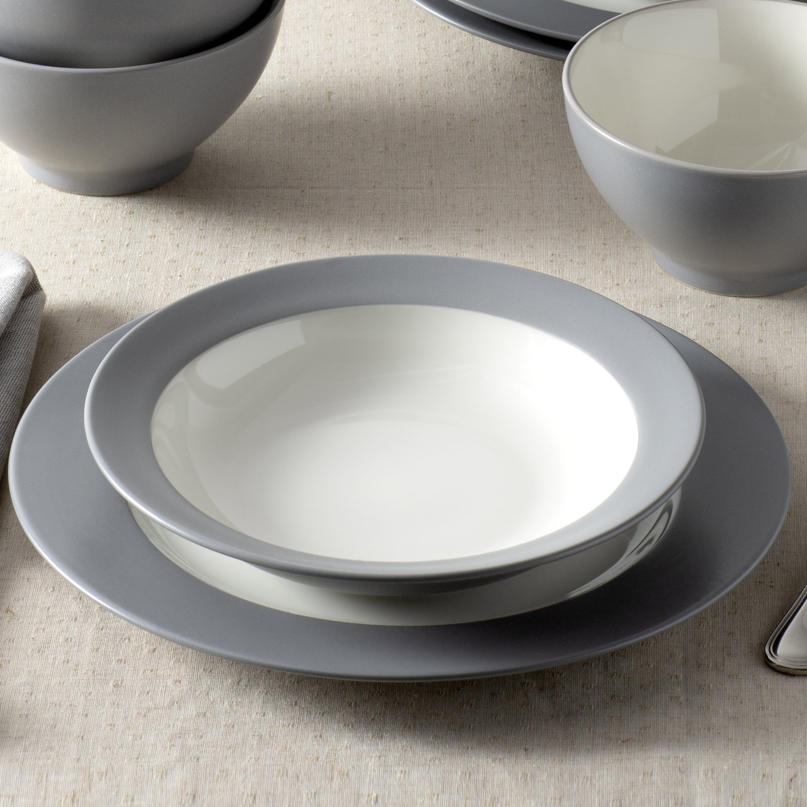 Colorwave Stoneware Dinnerware Set - Service for 4, Slate