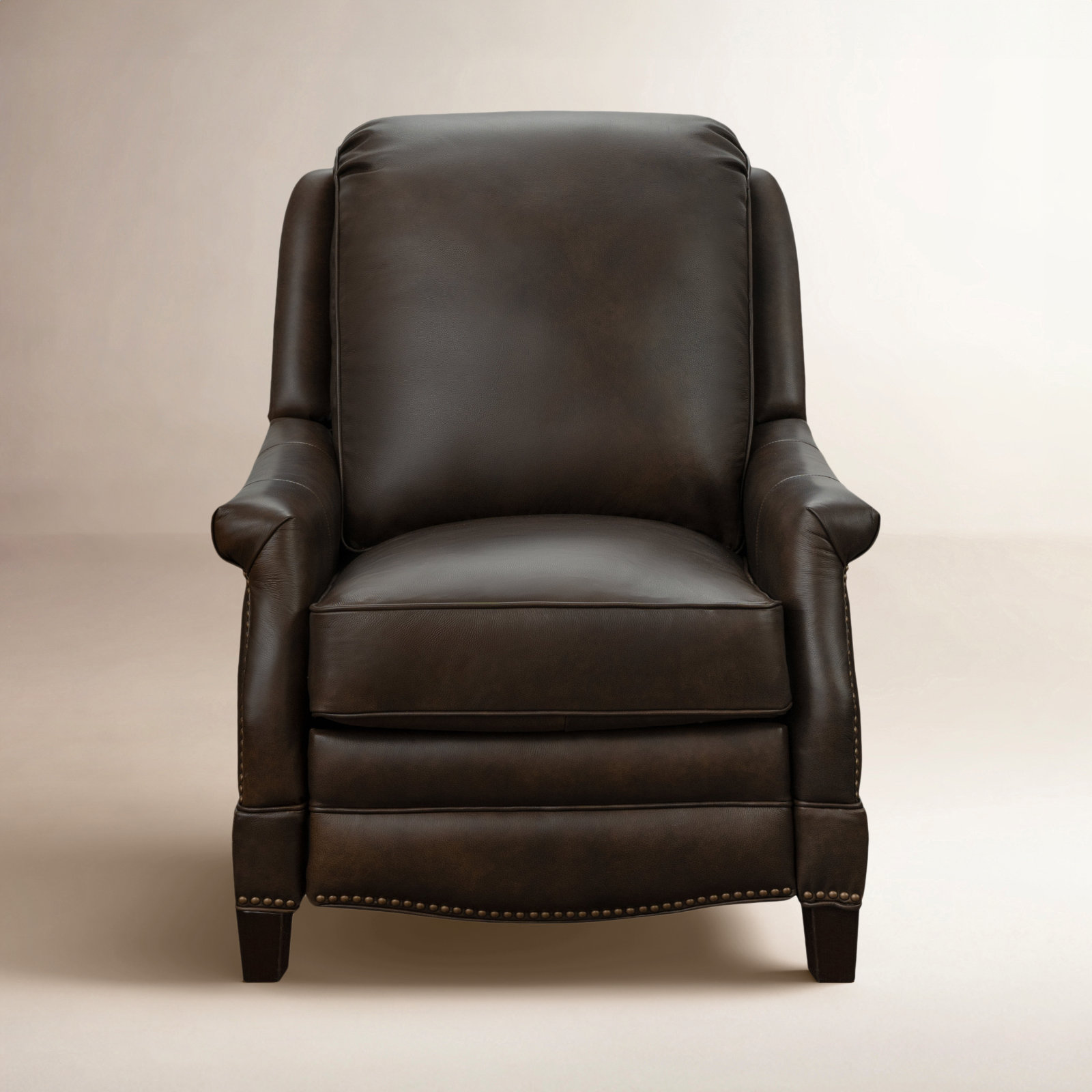 Dunlevy Genuine Leather Recliner, Brown