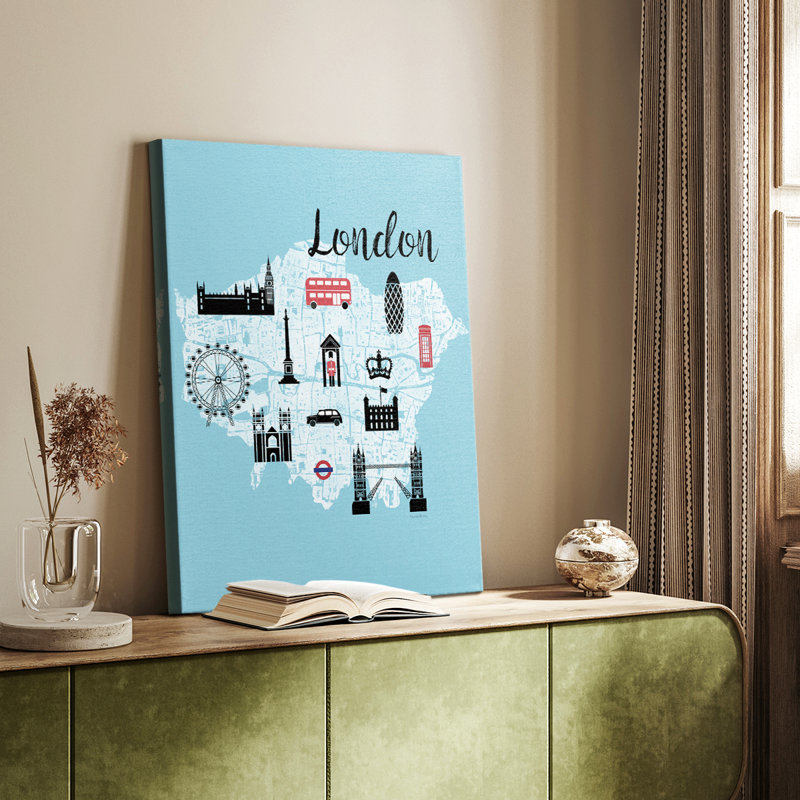 Carte graphique de la ville de Londres - galerie Cavas, H 36 po x l 24 po
