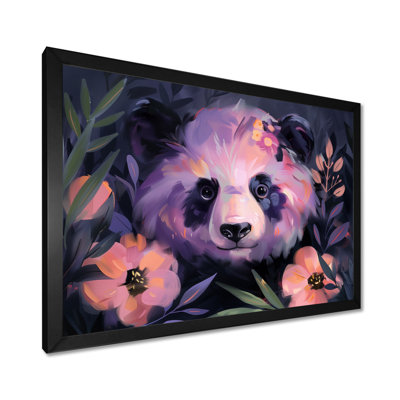 Blanc, mauve, jungle, Blooms II - reproduction d'art mural animal panda