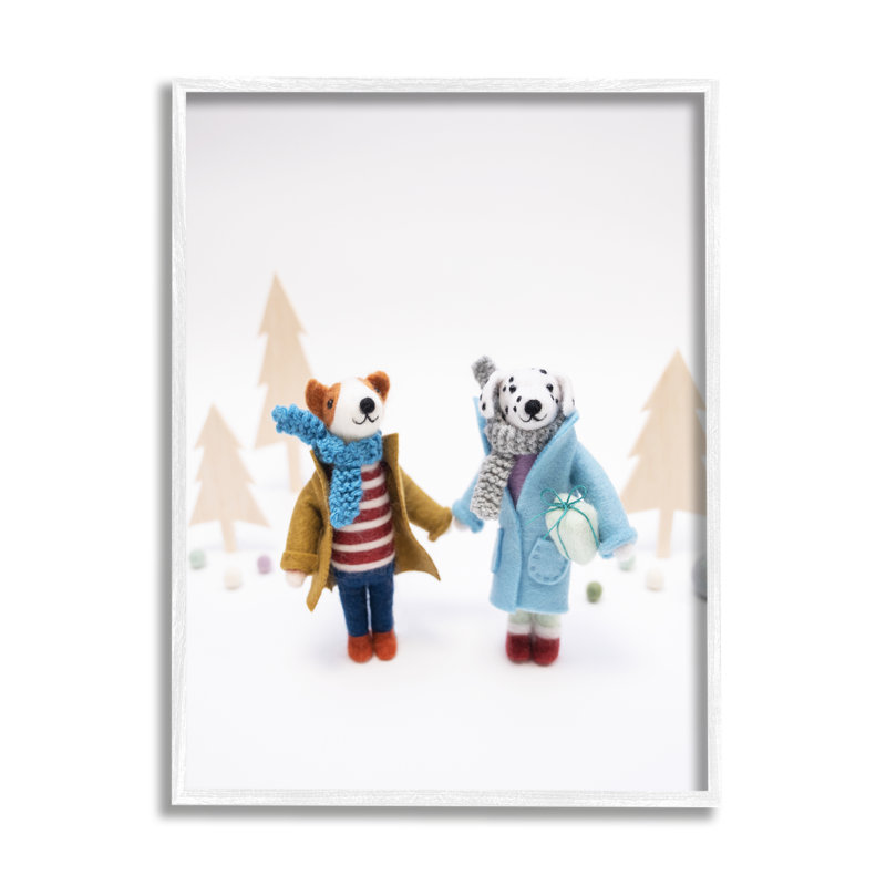 «Winter Holiday Cadeaux Dog Couple» encadré sur bois par Lemon & Sugar, H 14 po x l 11 po