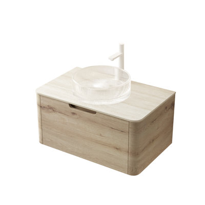 Dessus en pierre frittée à motif de 30 po, armoire en chêne blanc 7070 avec un tiroir pour la salle de bain, style moderne, rembourrage en contreplaqué, système silencieux d'amortissement à fermeture en douceur, sans lavabo, robinet, couvercle d'évier, largeur de 19,36 po,