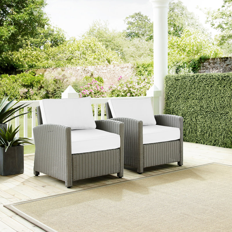 - Person Patio Conversation Set with Sunbrella® Cushions, Gray, White Sunbrella®