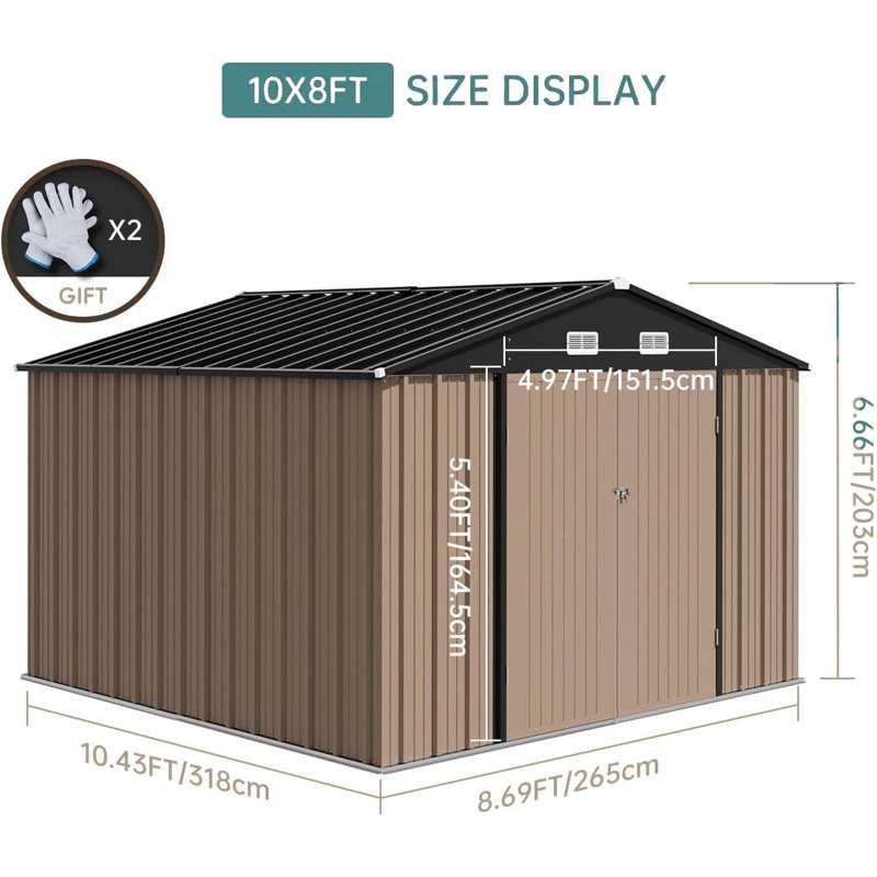 Remise de rangement extérieure 10 X 8 pi