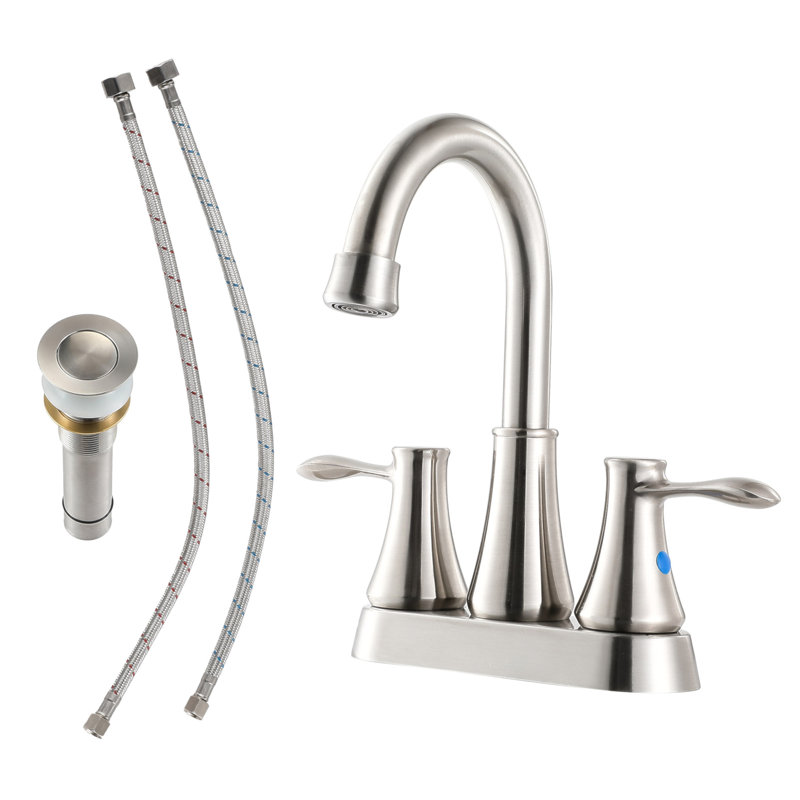 Robinet de salle de bain 4 pouces à 2 poignées avec drain escamotable et 2 conduites d'alimentation en eau