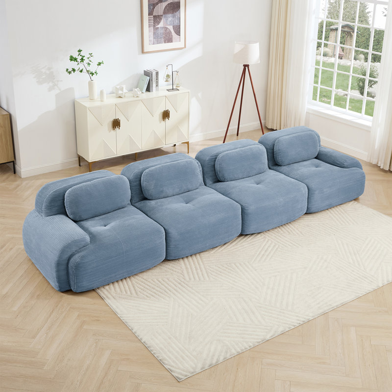 Canapé à 4 places en velours côtelé doux 32D éponge haute résilience ergonomique pour animaux de compagnie à compression complète sans emballage combiné sans assemblage pour les chambres à coucher
