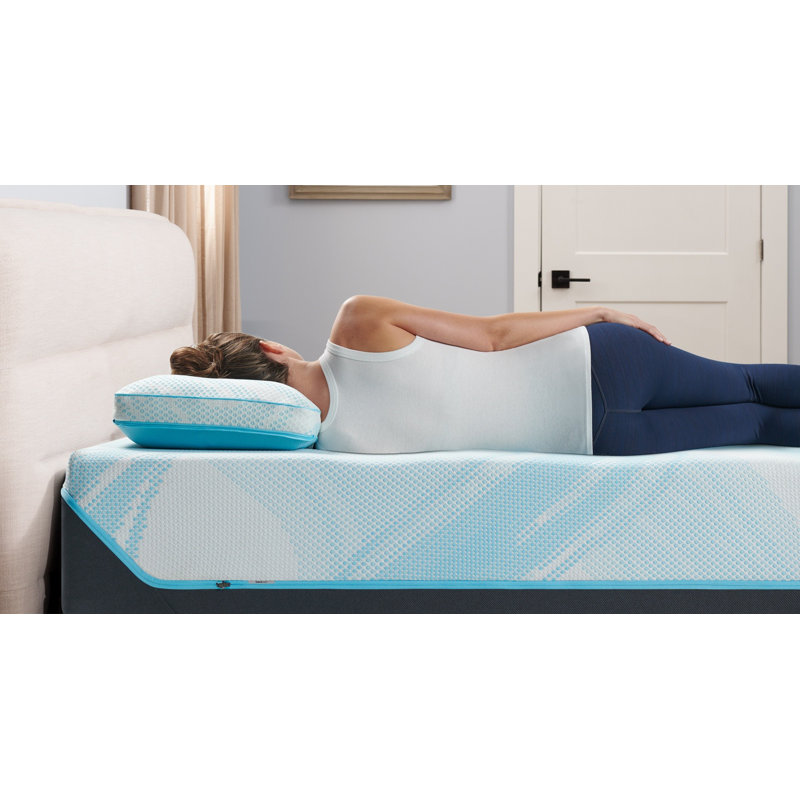 Breeze® ProHi Memory Foam Medium Cooling Pillow, Queen, White/Blue