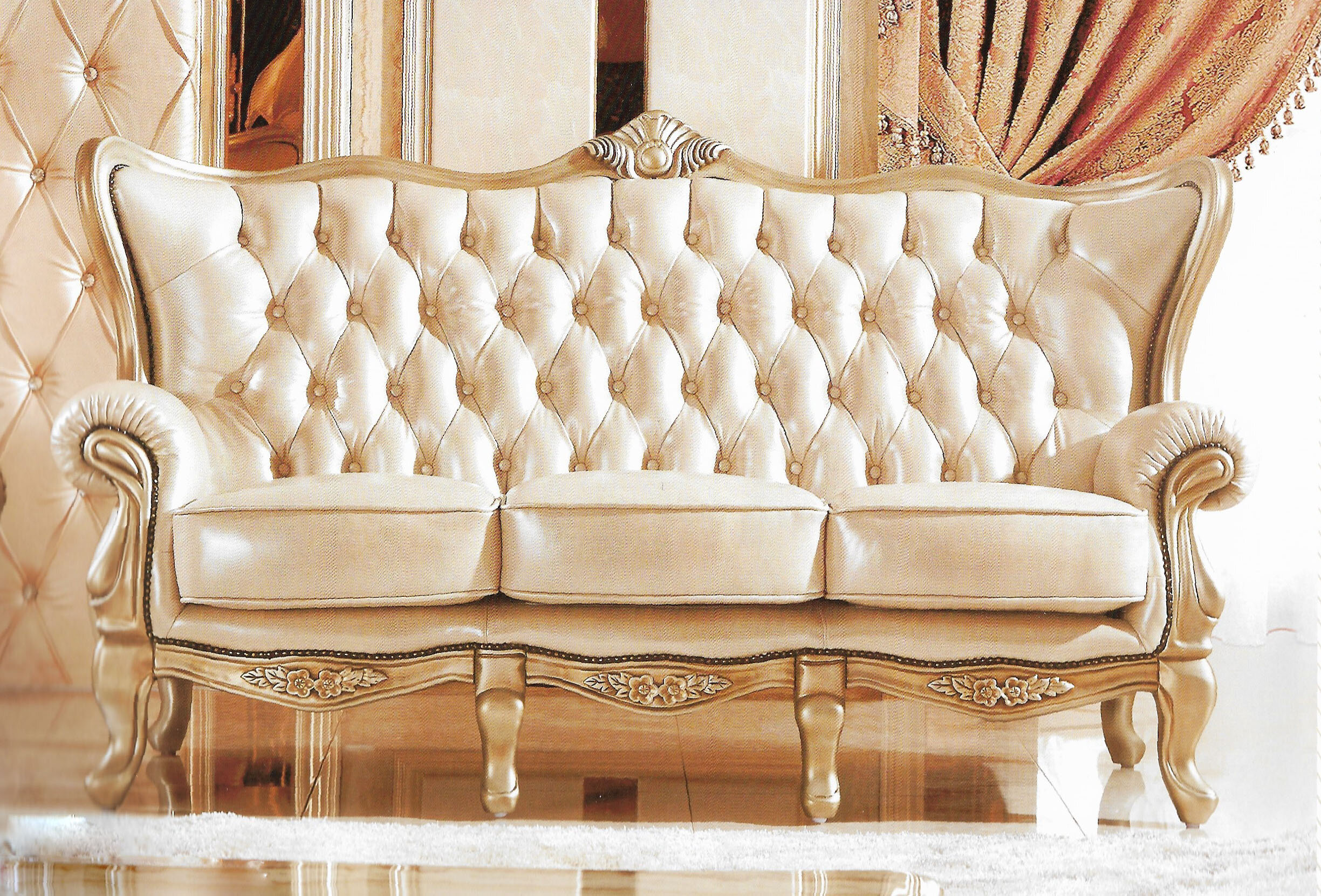 Pearl white 2024 leather sofa