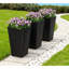 Jardinières noires durables, pots à fleurs hauts en polypropylène, utilisation intérieure et extérieure moderne