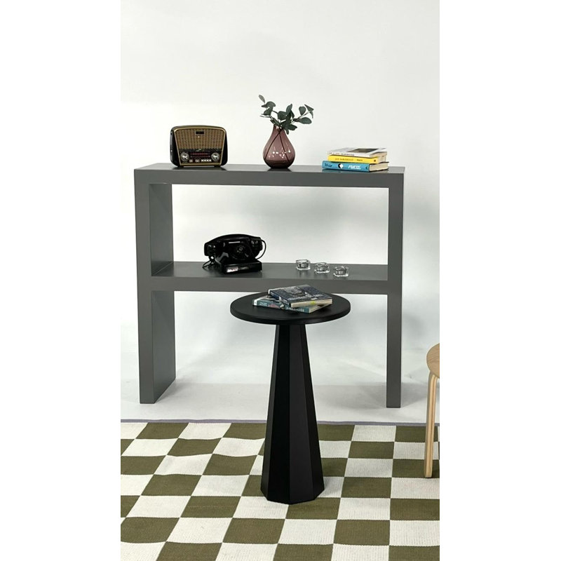 Modern Black Side Table, 13.8 x 22.4 x 13.8 inches | 100% MDF, Thickness: 0.7 inches | Stylish Solid Color Design, Perfect for Living Room & Bedroom, Versatile and Durable Addition to Any Space