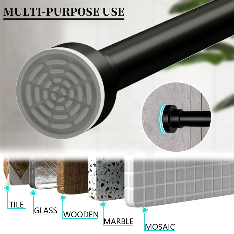 162.3cm Straight Shower Curtain Rod, Black