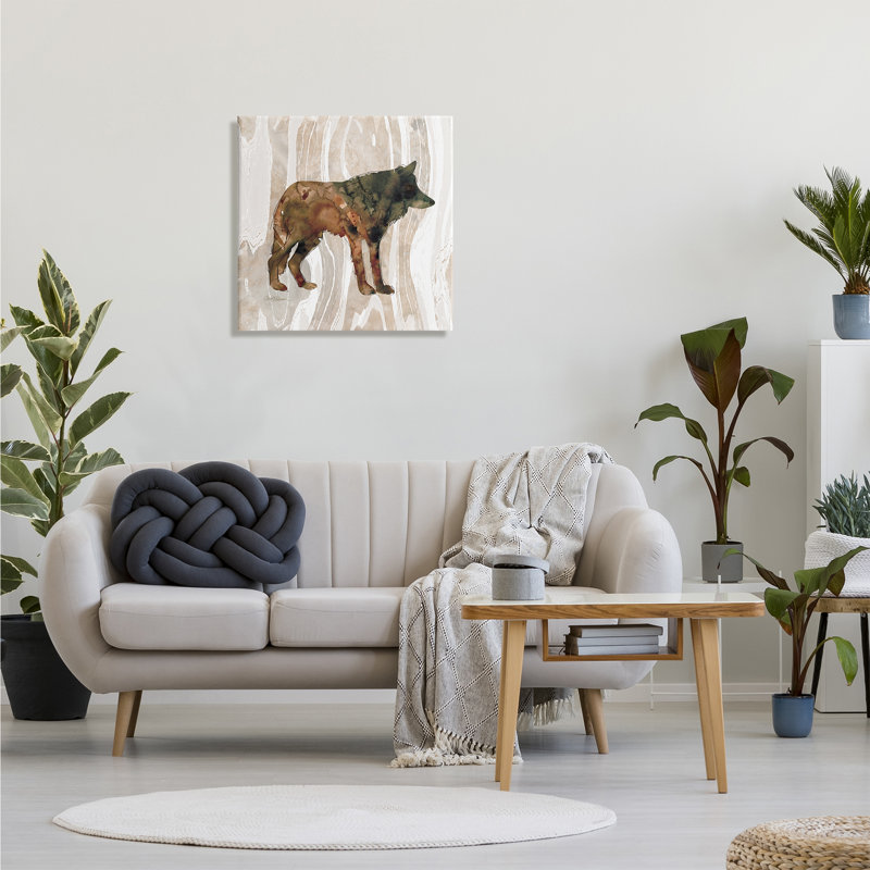 Loup Woodland, H 24 po x l 24 po x P 1,5 po, Toile tendue