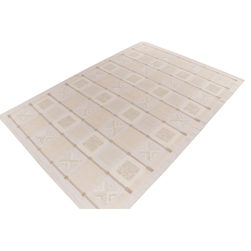 Scandinavian Wool Geometric Area Rug, Rectangle 8' x 10'