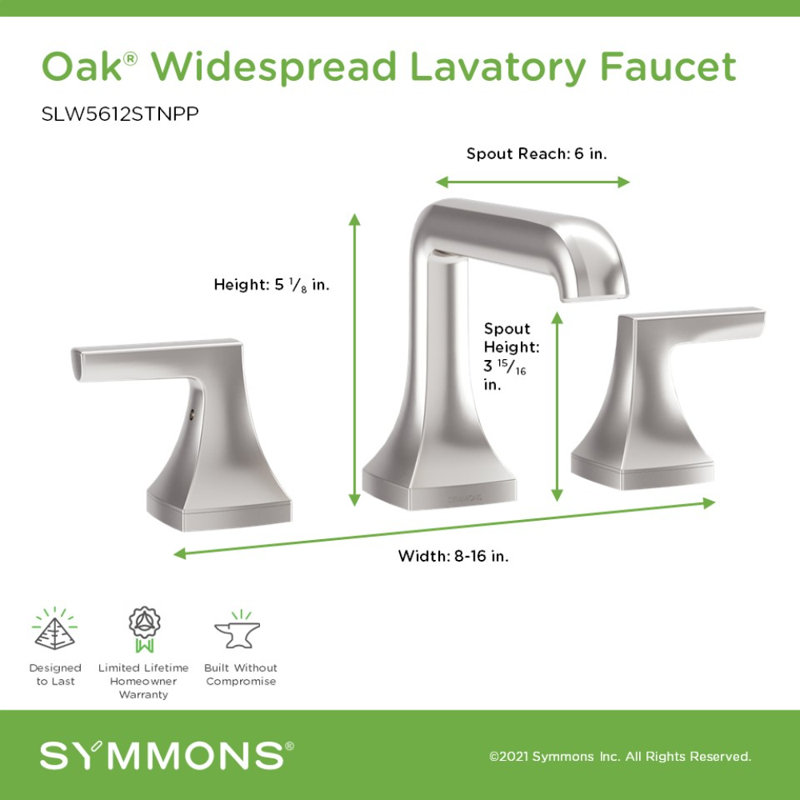 Oak Two Handle Bathroom Faucet with Push Pop Drain, Satin Nickel