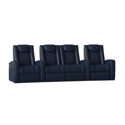 Upholstered Power Reclining Home Theater Seat with Cup Holder