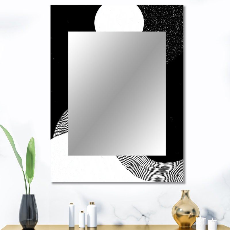 Balance of Dark Force Harmony I - miroir géométrique unique, grand miroir mural moderne, impression d'art en métal