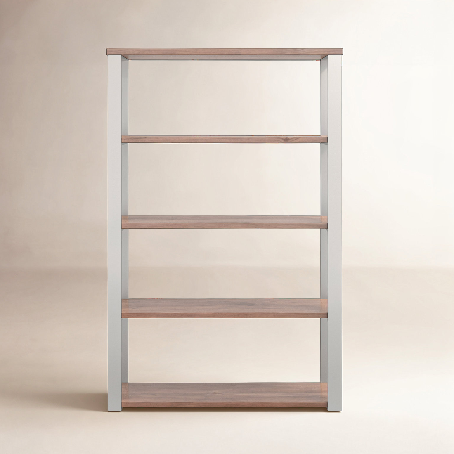 Kenyon Shelving Unit, Silver/Walnut