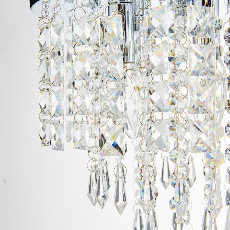 Plafonnier en cristal à 5 lumières Cheyan, Chrome