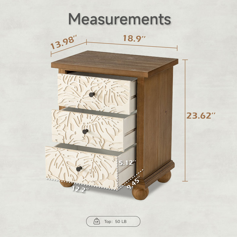 Marro 3 Drawer Bedside Table