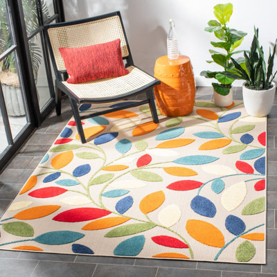 Tapis d'intérieur / extérieur à motif floral Elliyana