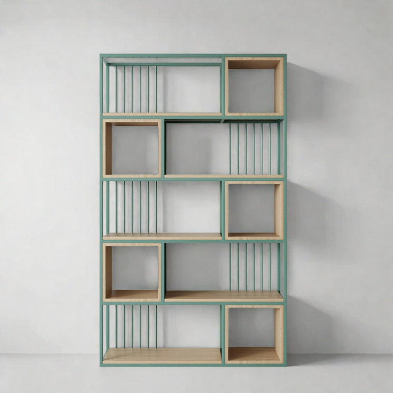 Une bibliothèque de style roman et artistique, (5 tablettes) H 78,7 po x l 39,3 po x P 9,8 po, Vert/brun
