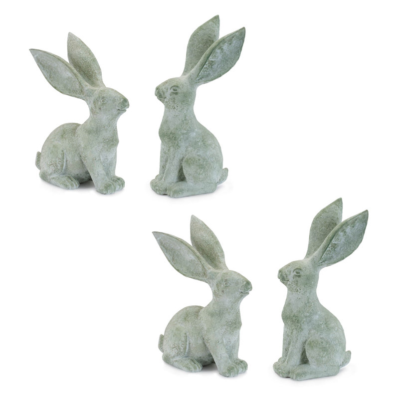 Figurine de lapin à oreilles longues, H 11,55 po x l 5,45 po x P 4 po, Vert