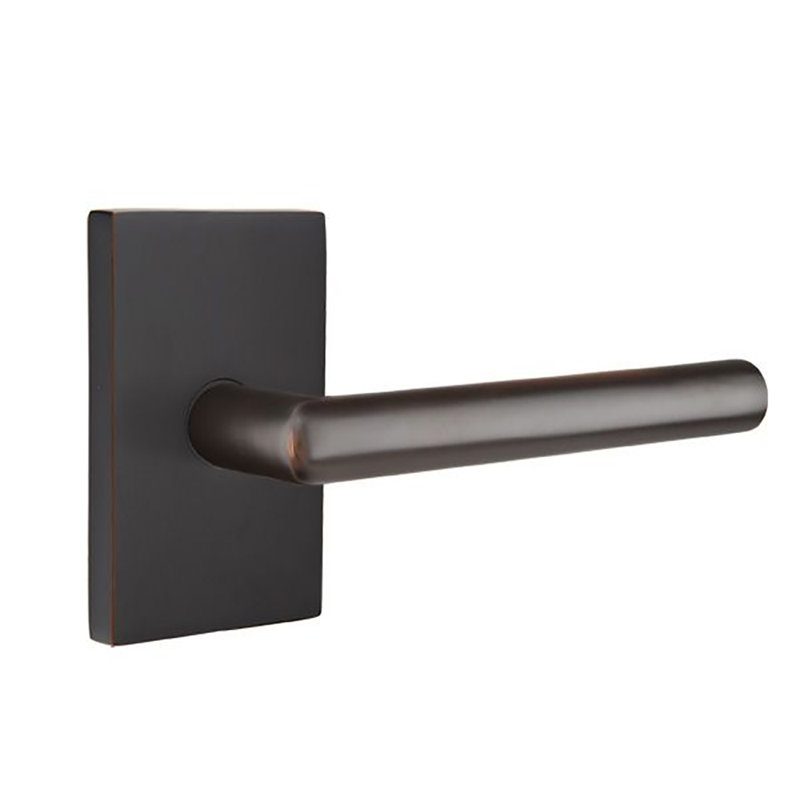 Poignée de porte avec rosette et passage de la porte, Droite, Bronze huilé