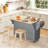 Rolling Kitchen Island On Wheels Utility Cart With Drop-Leaf And Rubber Wood Countertop, Storage Drawers, Door Cabinets, Black-81910664