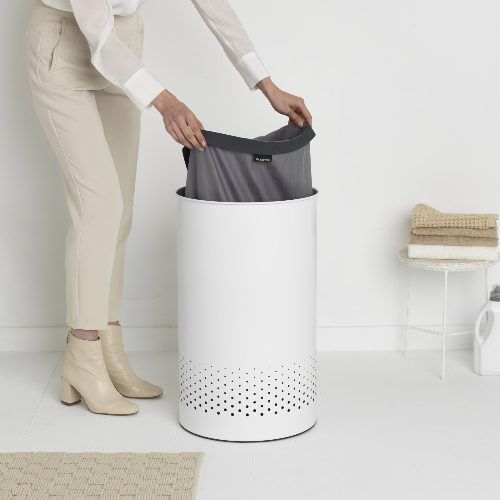 Brabantia 16 Gallon Laundry Hamper, White