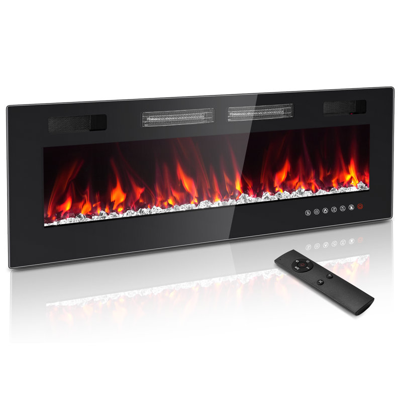 60"W Recessed & Wall Mounted Electric Fireplace with Dual Heat Vents