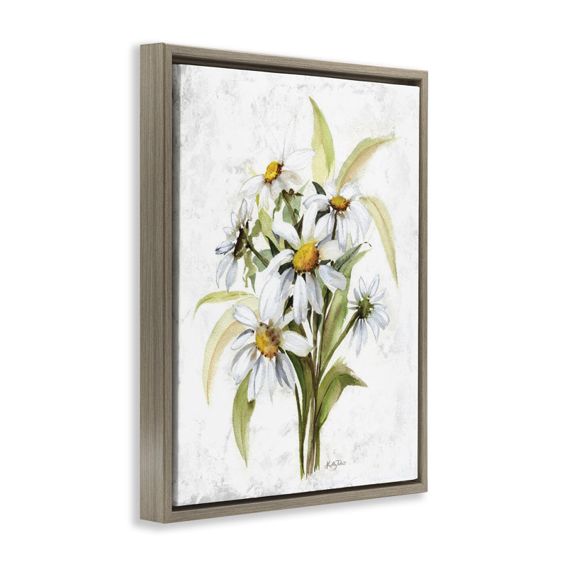 "Simple Daisy Bundle", art mural encadré noir par Kelley Talent, Cadre flottant orme Montalcino, H 31 po x l 25 po