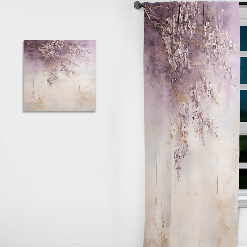 Blooming Lilac Melody II - Lilacs Curtain - Velvet Room Darkening - 1 panel, 52" W x 63" L