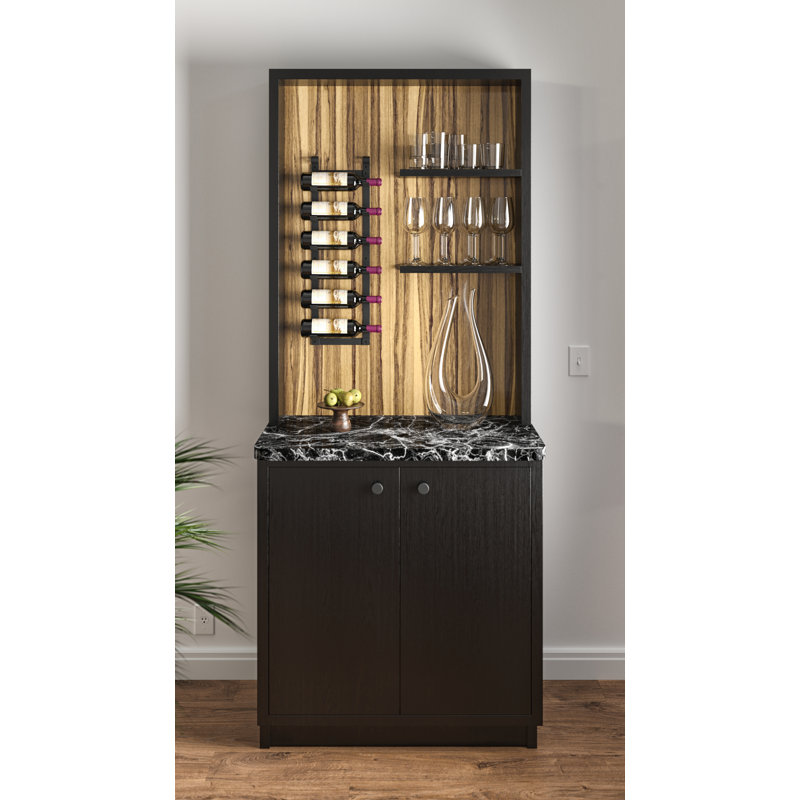 Tindell 6 Bottle Wall Mounted Wine Bottle Rack in Black
