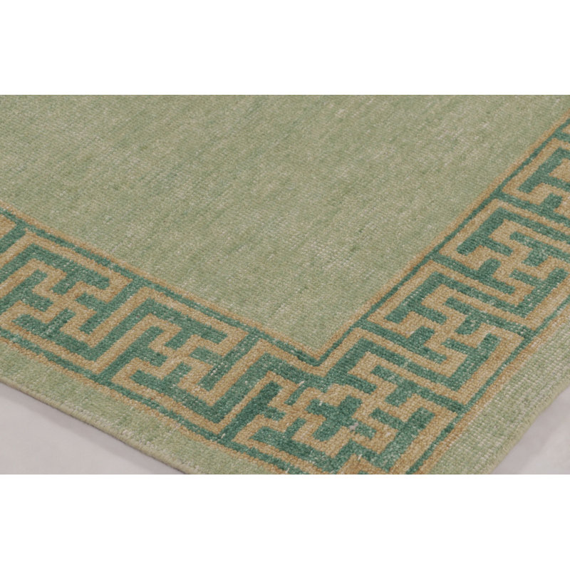 Rug & Kilim’S Distressed Tiger Rug In Green With Beige And Brown Pictorial