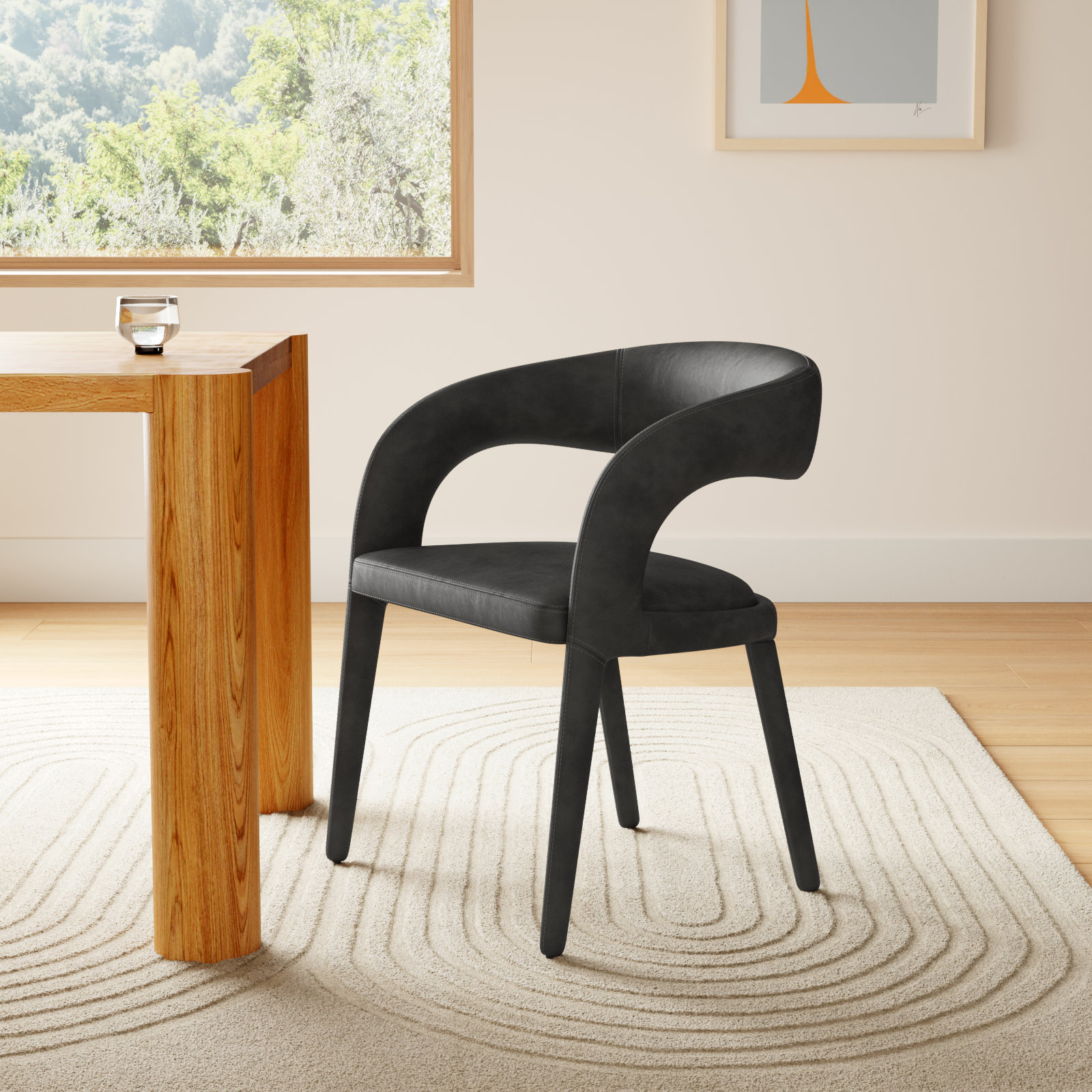 Freestyle Vegan Leather Dining Armchair, Black