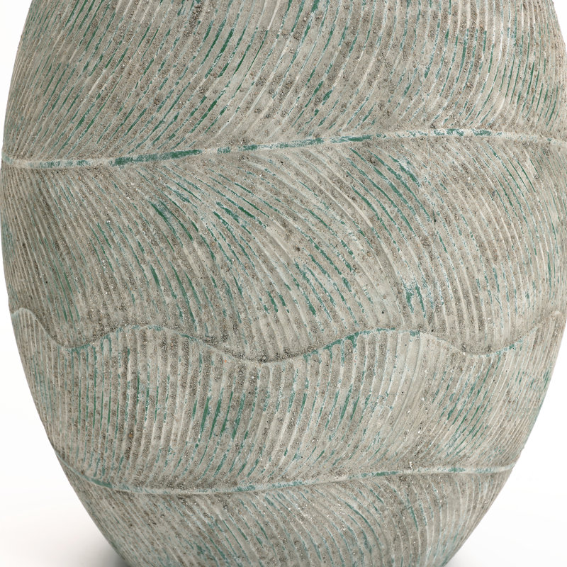Rustic Distressed  Multi-Color Cement Round Planter, Indoor and Outdoor, 15.9" H x 15.4" W x 15.4" D
