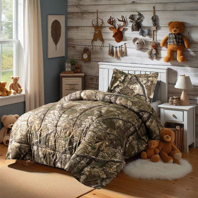 Ensemble d'édredon simple 2 pièces VISI-One Realtree APX Camo - Literie légère toutes saisons pour enfants, tout-petits, adolescents, filles et amoureux de la nature, idéale pour la chambre du petit chasseur