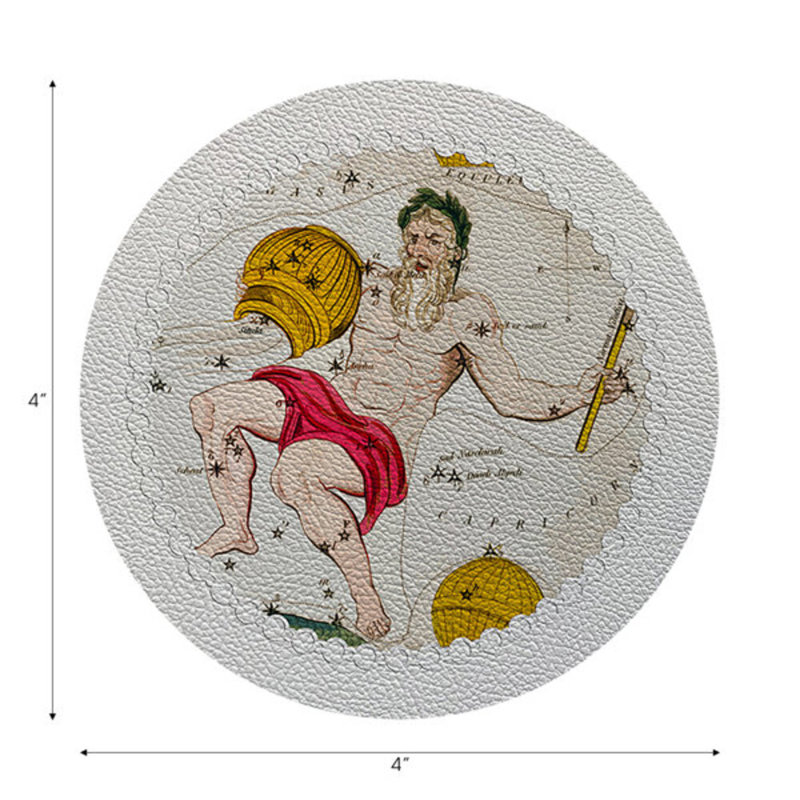 Sous-verres ronds Zodiac Aquarius, Blanc