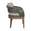 Chaise de patio d'extérieur en bois d'eucalyptus vieilli avec corde grise et coussins en oléfine taupe