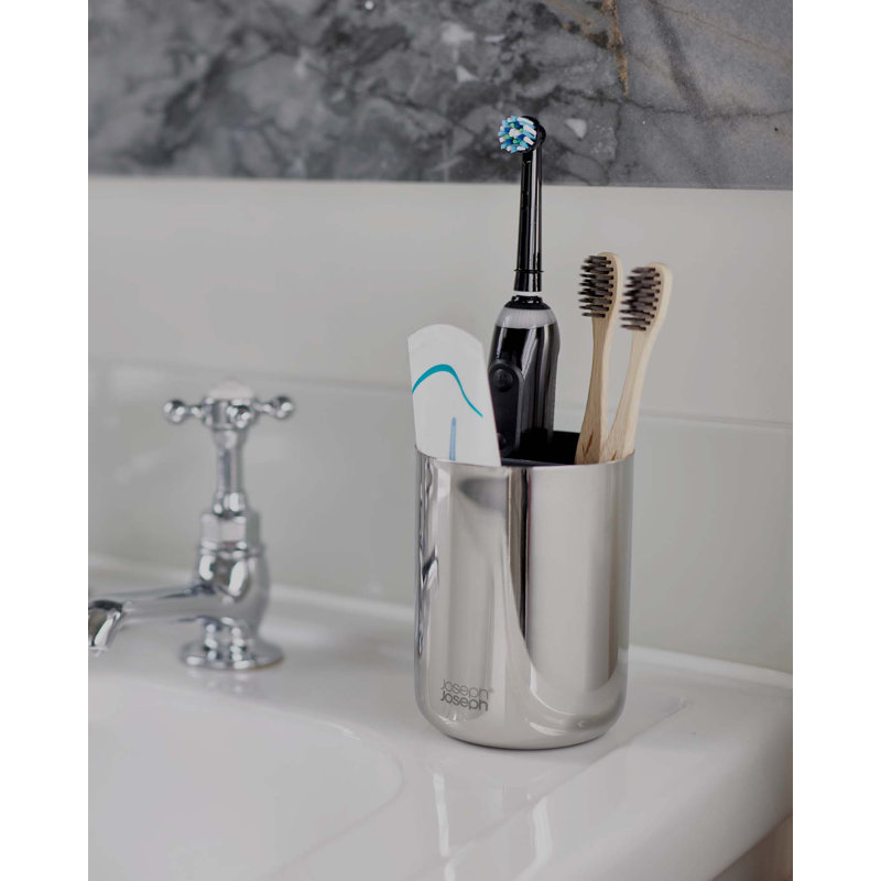 Porte-brosse à dents compact en acier inoxydable Joseph Joseph EasyStore Luxe