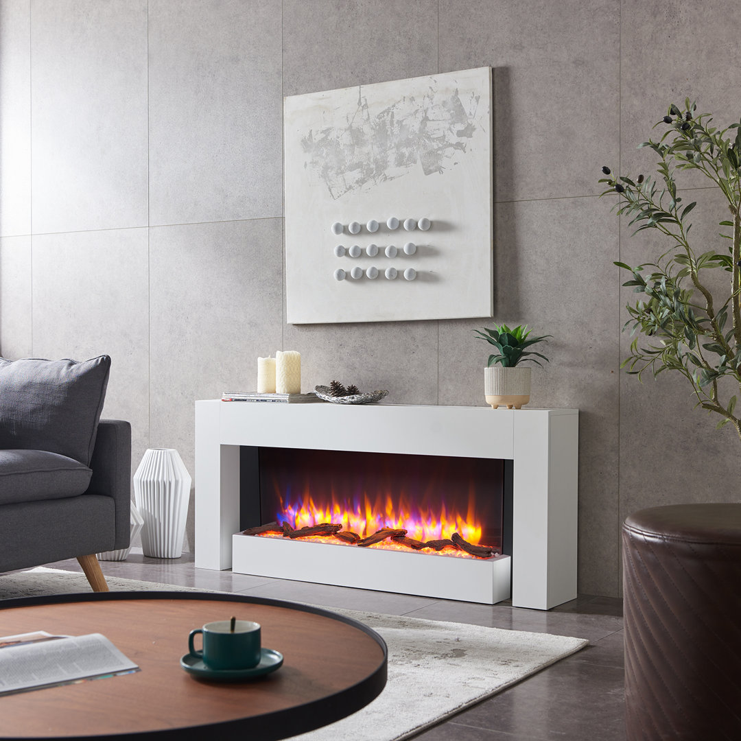 FLAMME Kingston Freestanding Electric Fireplace White with 3 Flame Colours and 13 Mood Lighting Options 1.8kW heater